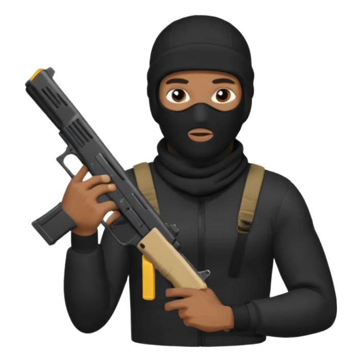 Black guy wearing a ski mask holding a Glock 19 sticker