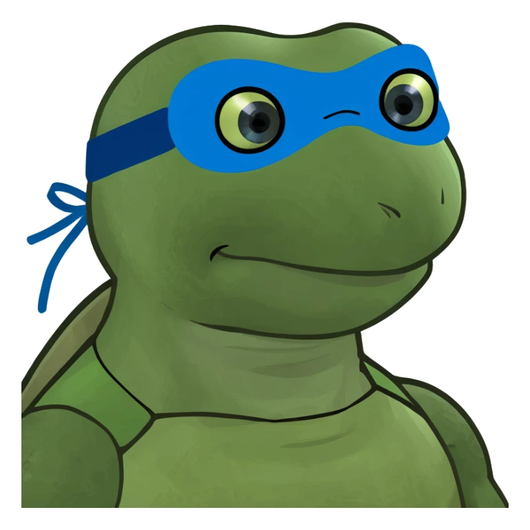 ninja turtle wearing blue eye mask eating blue cake sticker