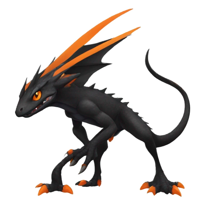 cool edgy black and orange Dark-type nargacuga reptile Pokémon full body sticker