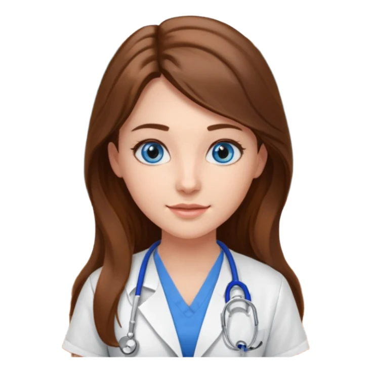 pretty female nursing student with long brown hair, blue eyes inside a classroom at university sticker