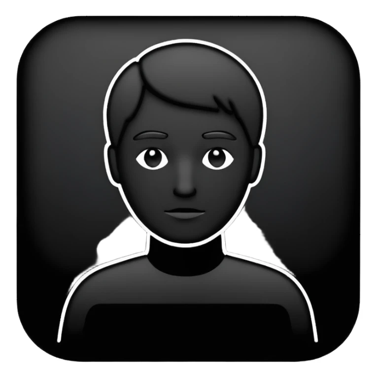 Minimalistic flat vector icon, iOS style, thin black outline on white background. Person silhouette. Black, completely monochrome, matte.  sticker