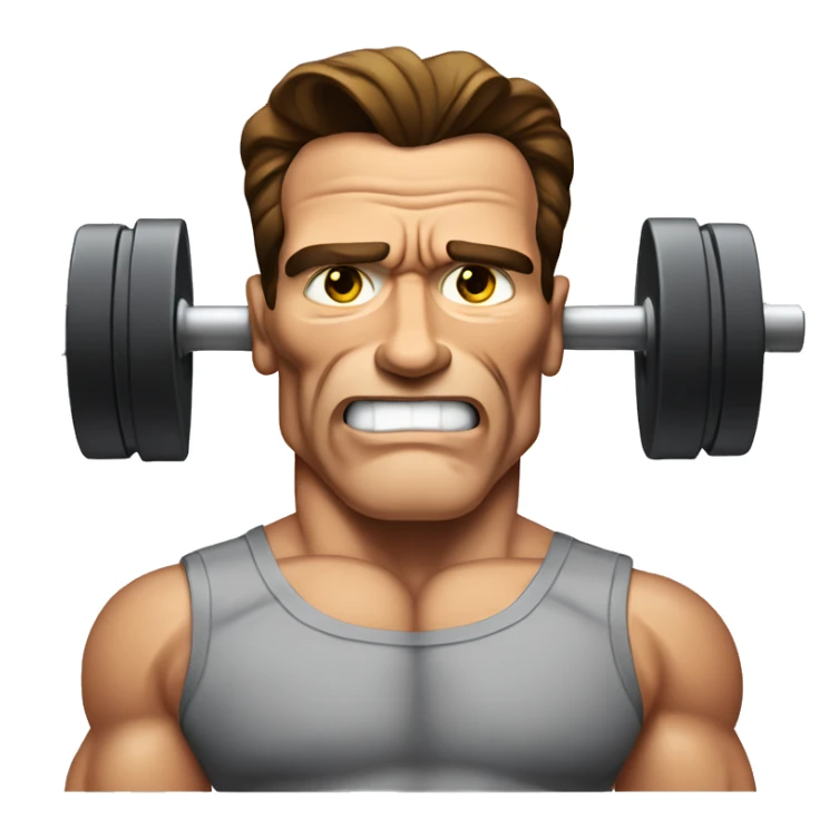 arnold schwarzenegger with dumbbell without t-shirt with grey eyes sticker