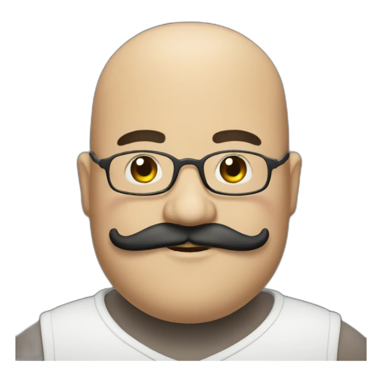 one fat bald man with moustache, long black beard sticker