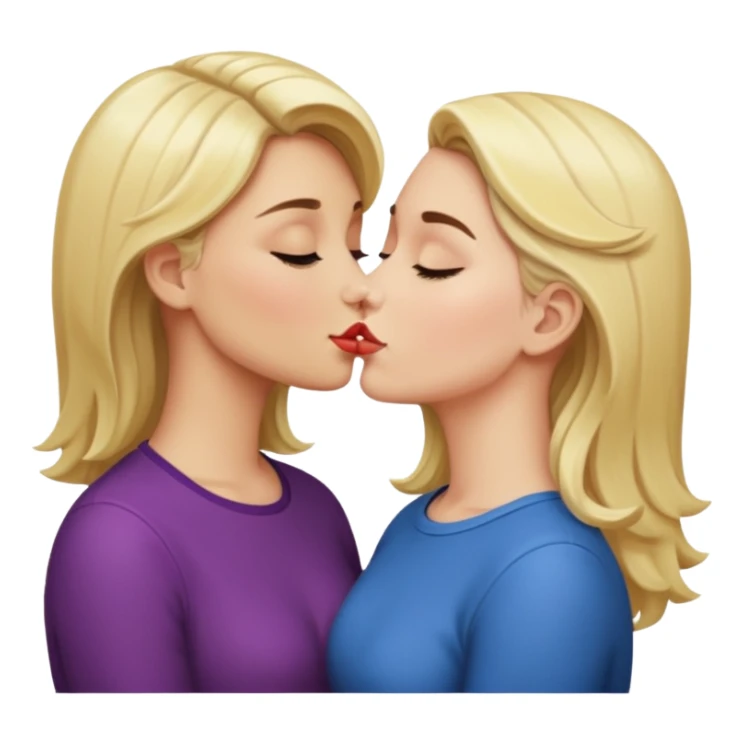 blonde kissing brunette  sticker