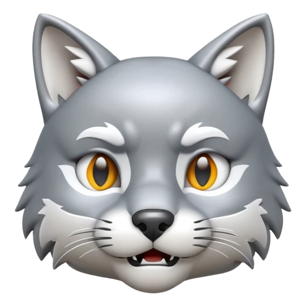 3D-style gray wolf or cat-like character emoji, big brain (4head meme) expression, clean and glossy, inspired by TenSquared logo sticker
