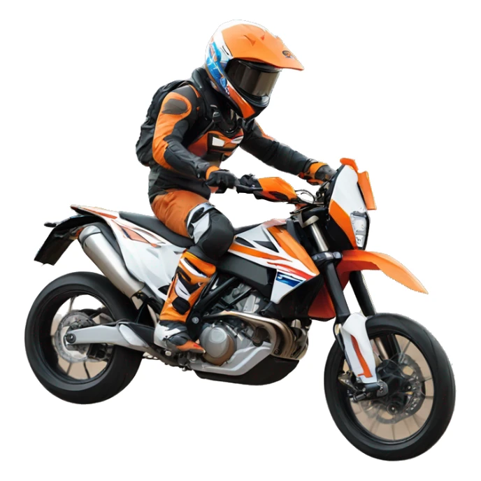 Man in full face helmet doing wheelie on ktm 500  sticker
