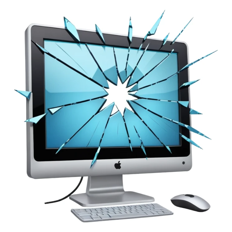 Broken computer monitor with no face  sticker