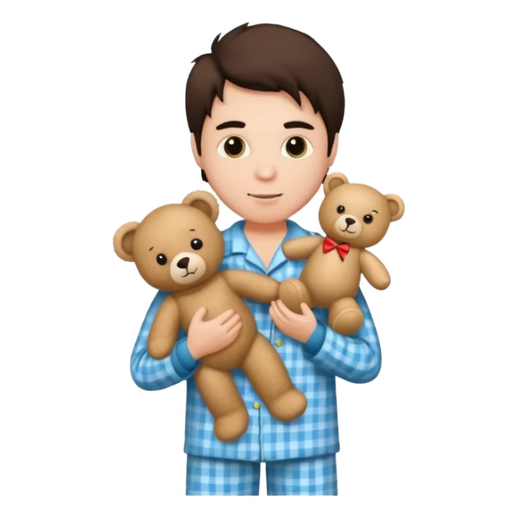 rock & roll fan wearing pajamas and holding a teddy bear sticker