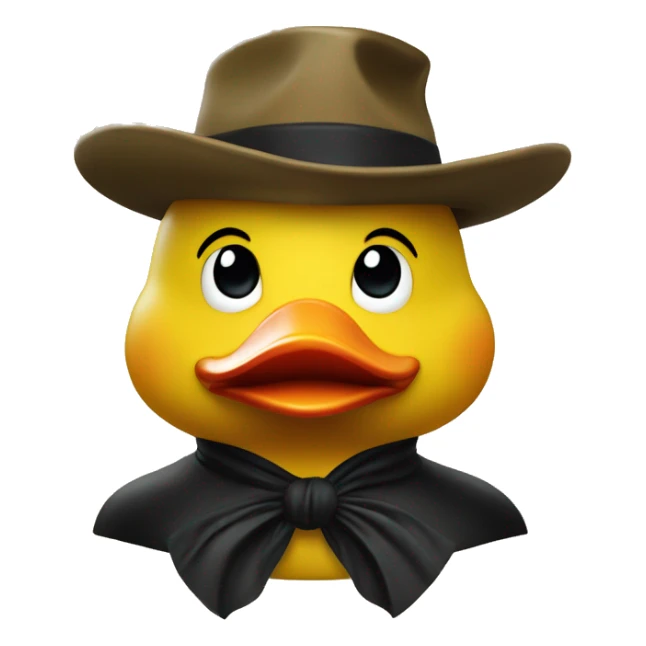 yellow rubber duck with a zorro hat sticker