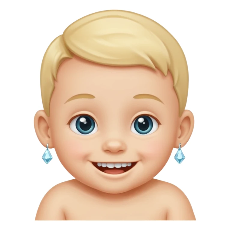 a smiling baby with diamond teeth sticker