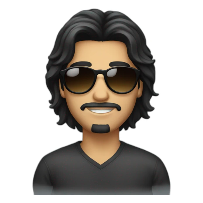 Long black hair Guy with round sunglasses sticker