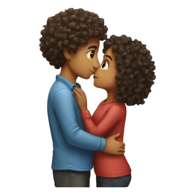 curly hair boy kissing a girl sticker