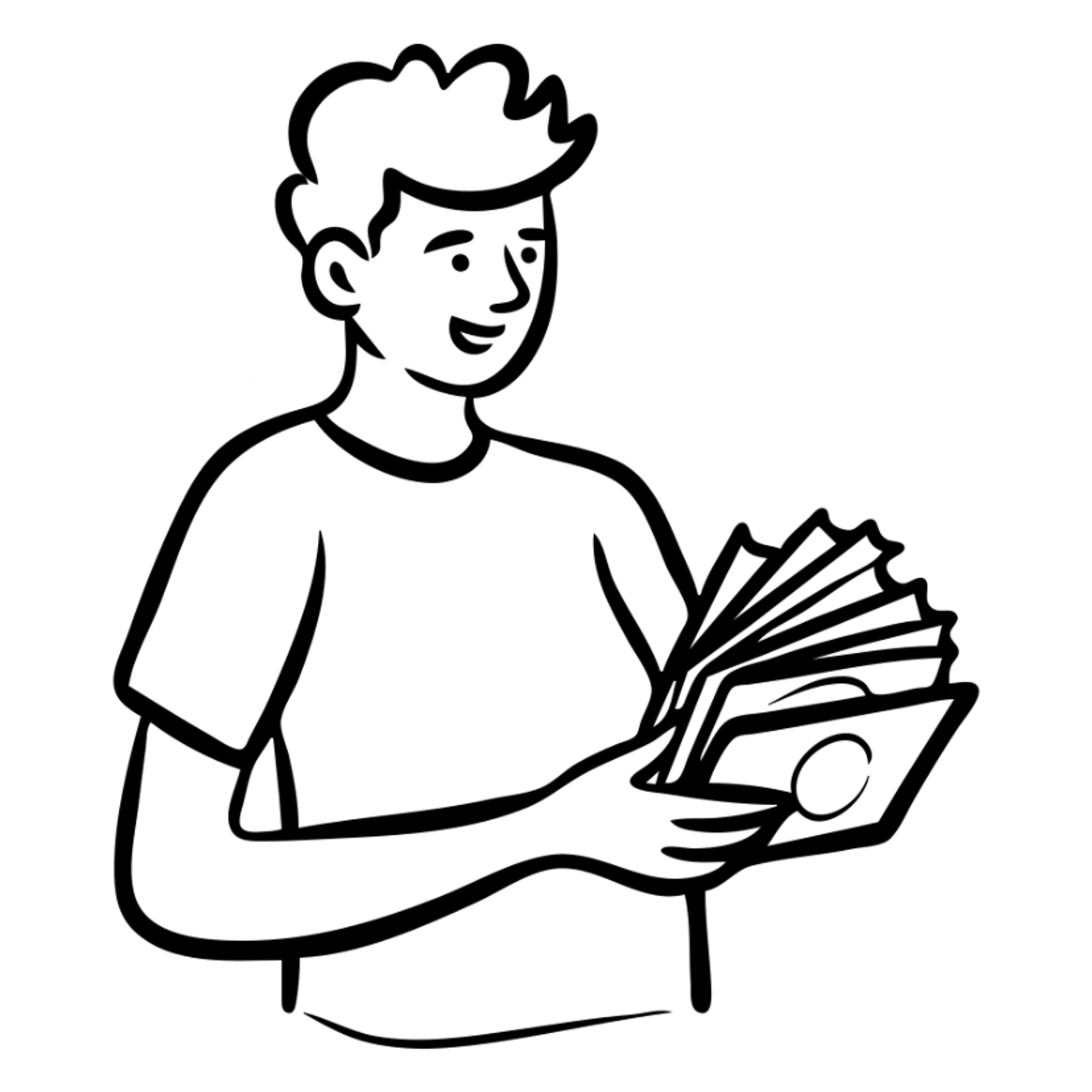 Man counting money, person with cash, wealthy individual sticker