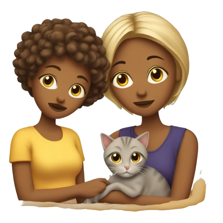 Mommy's with two daughters and a cat sticker