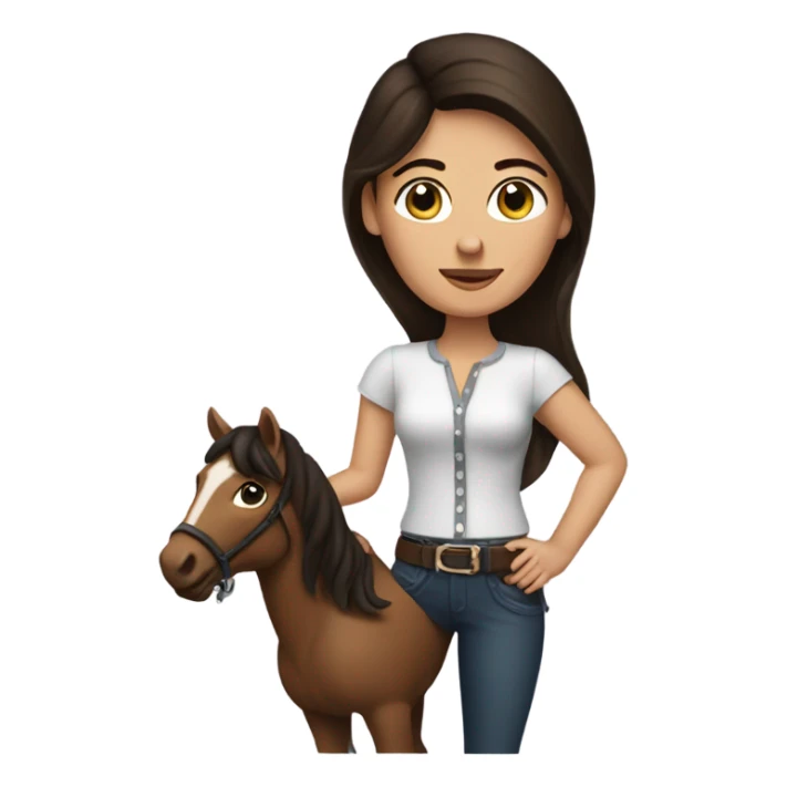 A brunette woman showing love and horse sticker