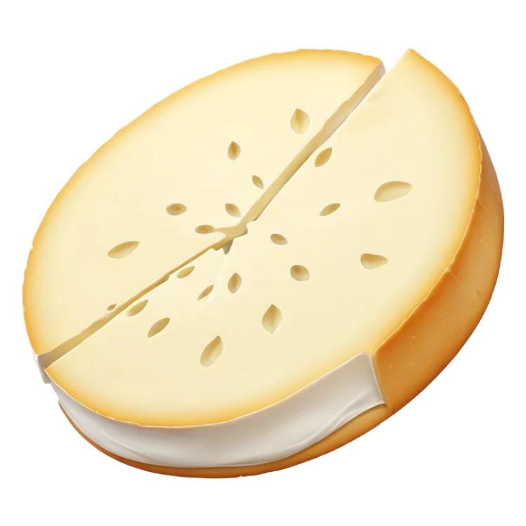 cinematic-realistic-brie-cheese-emoji,-featuring-soft-ripened-cheese-with-a-delicate white rind-rendered-with-lifelike-detail-and-inviting,-natural-lighting sticker
