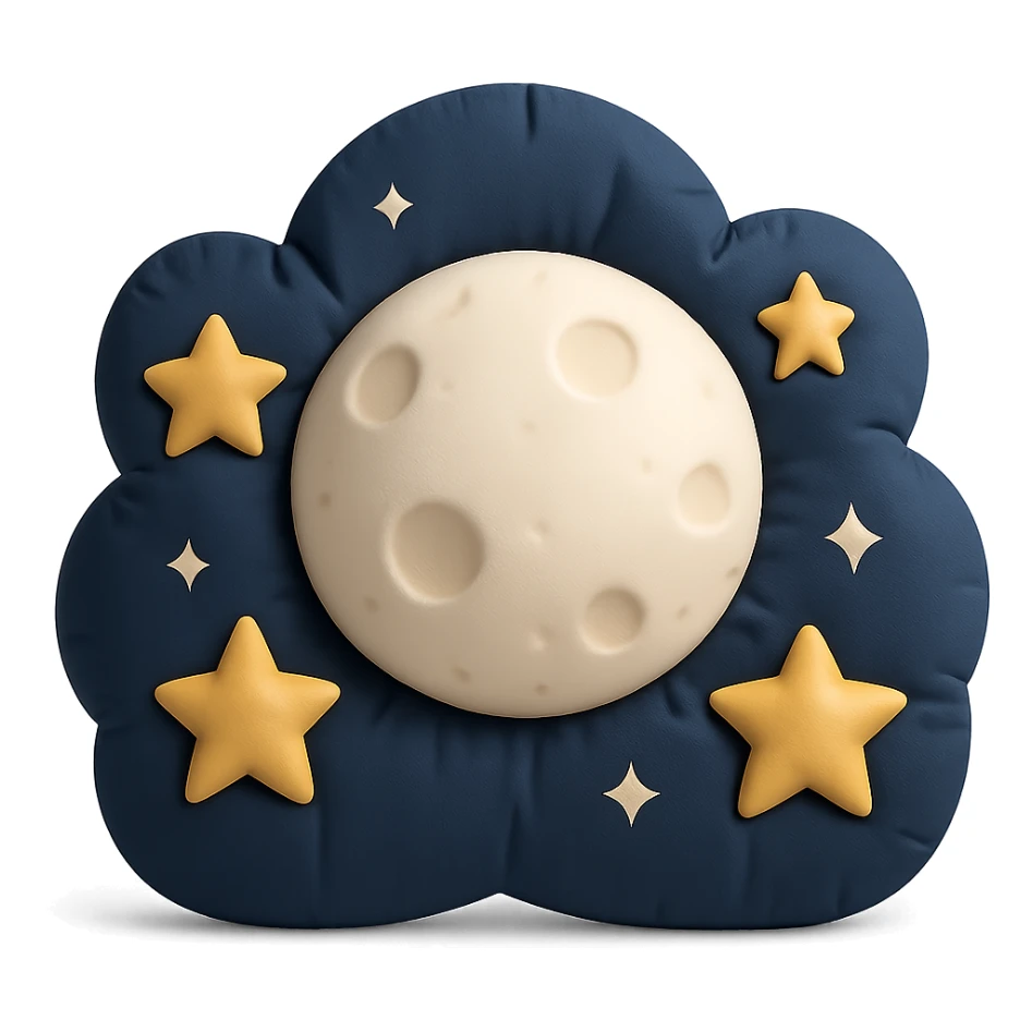 full moon surrounded by twinkling stars in a night sky, cozy and whimsical sticker