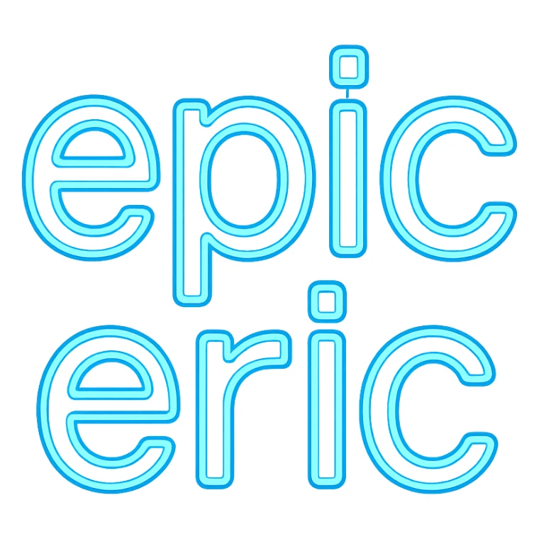 neon sign reading 'epic eric' with bold glowing letters, transparent background sticker