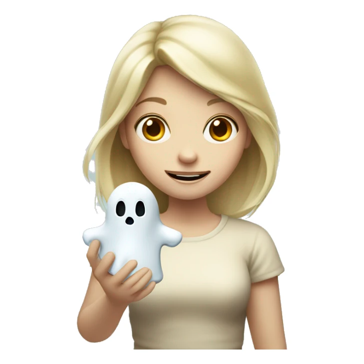 blond girl holds a jar with a ghost in her hands sticker