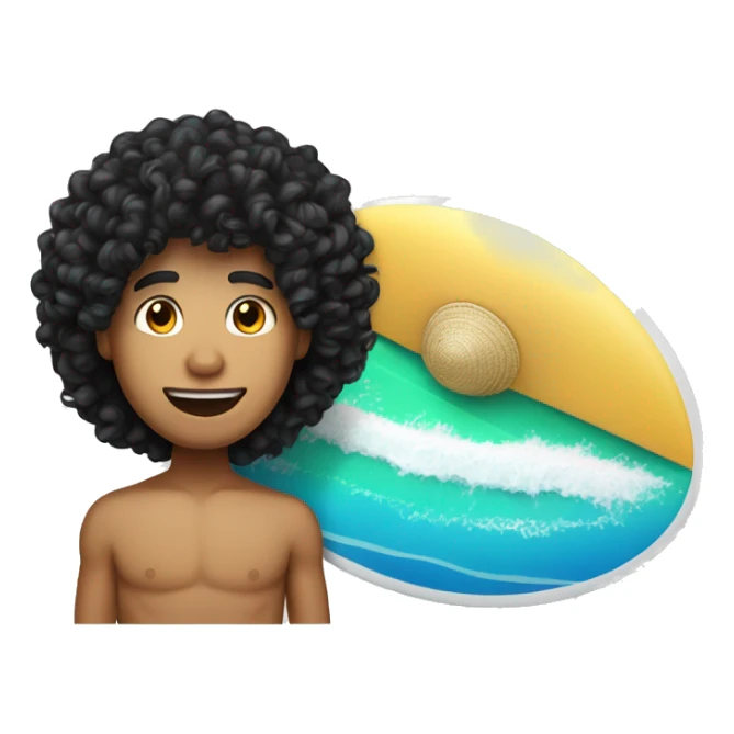 curly black hair light skin surfer with a sombrero  sticker