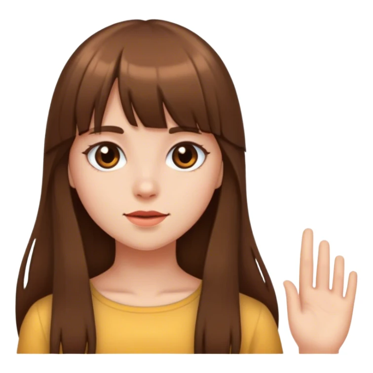a girl with long brown hair and bangs sticker
