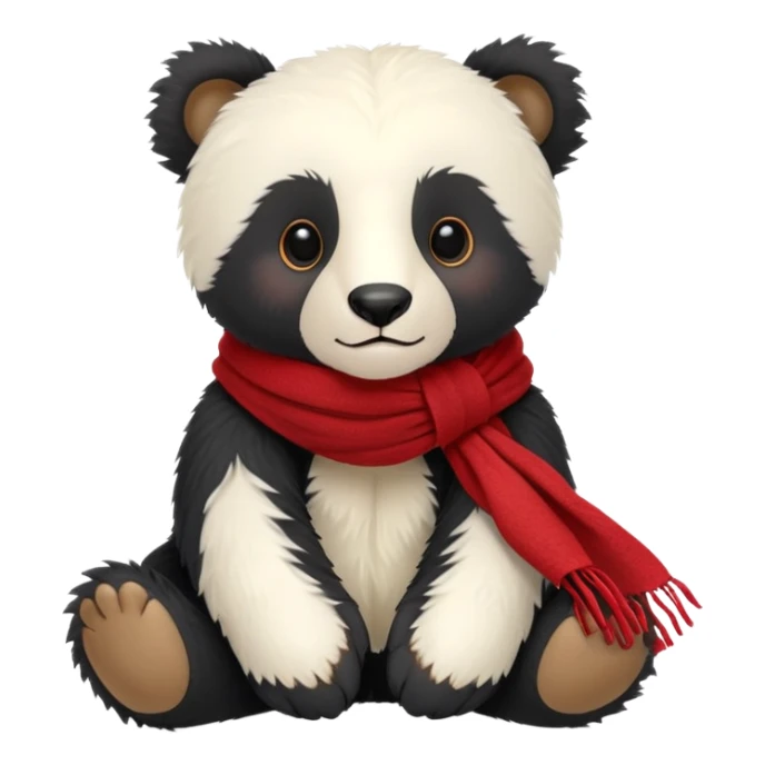 White Jellycat Andean bear cub stuffed plush wearing a red scarf sticker