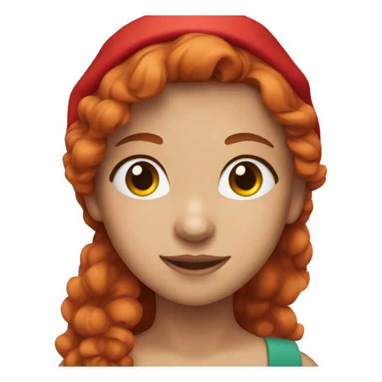 Girl with red hair and brown eyes with christmas hat sticker
