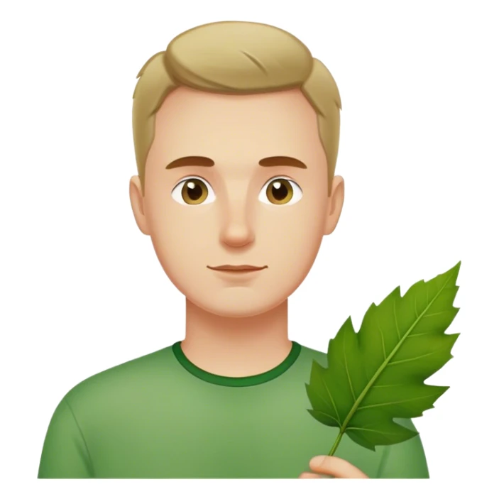 polish man in green shirt leaf sticker