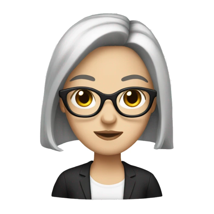 white girl with black hair and glasses sticker