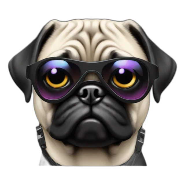 A cyberpunk  wear black sunglasses pug sticker