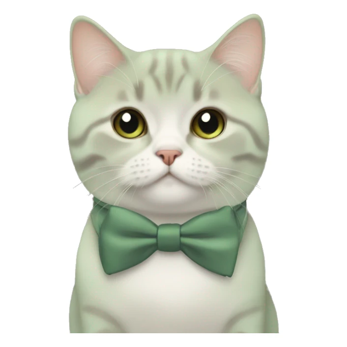 Aesthetic fat British short hair with sage green bow tie sticker