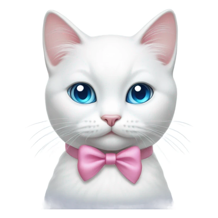white cat with a pink bow and blue eyes sticker
