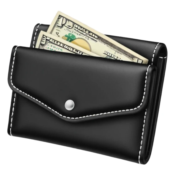 blow wallet with a single one dollar bill inside, just one dollar sticker