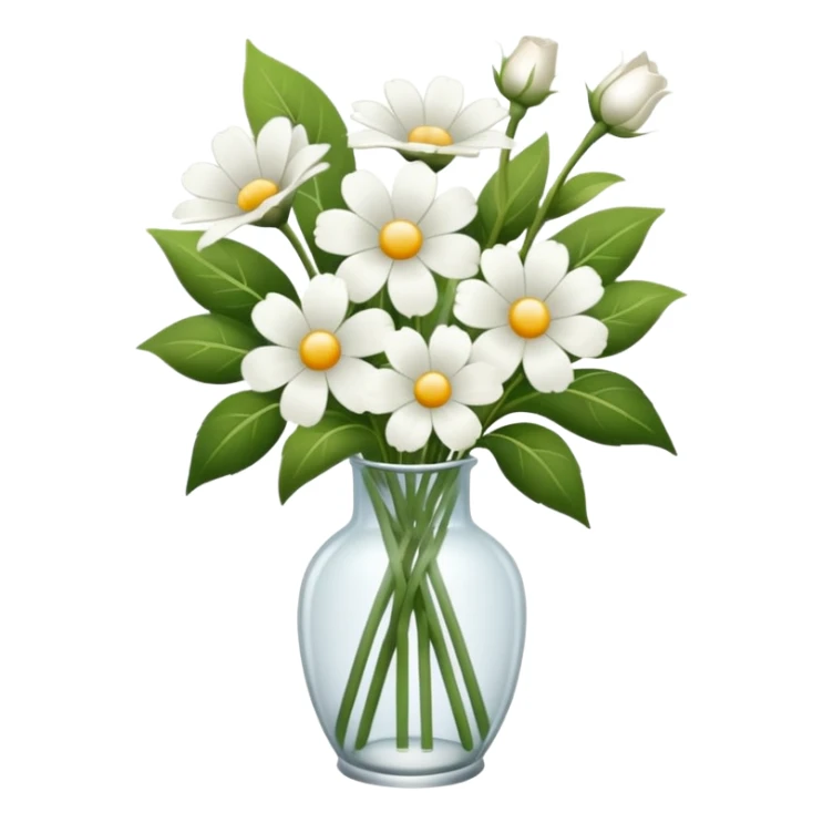 White flower bouquet in a glass vase sticker