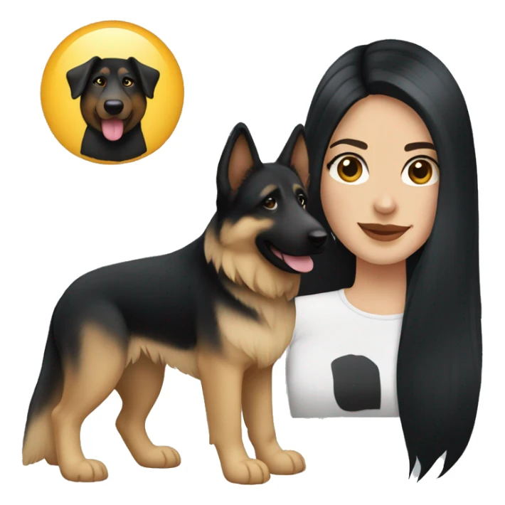 pale skin hispanic woman long black hair with german shepherd sticker