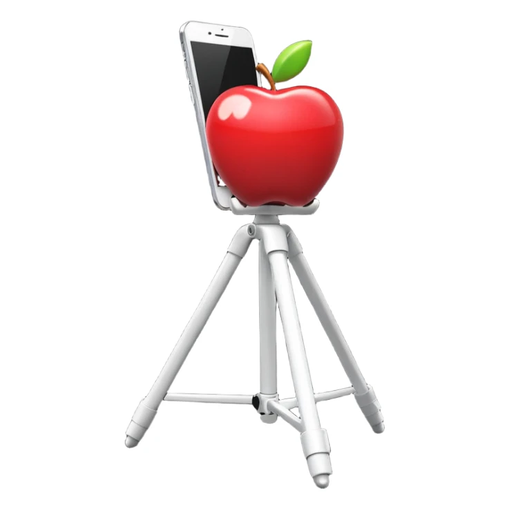 3D Apple-style emoji of a white tripod holding  sticker
