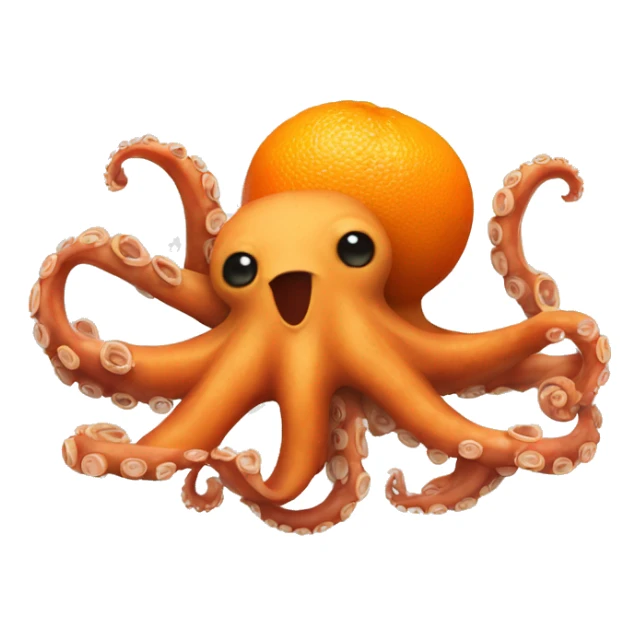 An octopus playing with an orange sticker