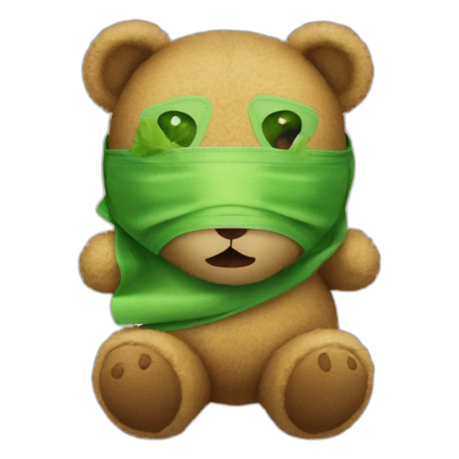 teddy bear in a cloth mask and cucumbers in front of his eyes sticker