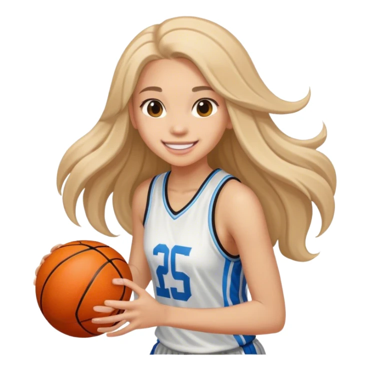 smiling girl with long hair playing basketball sticker