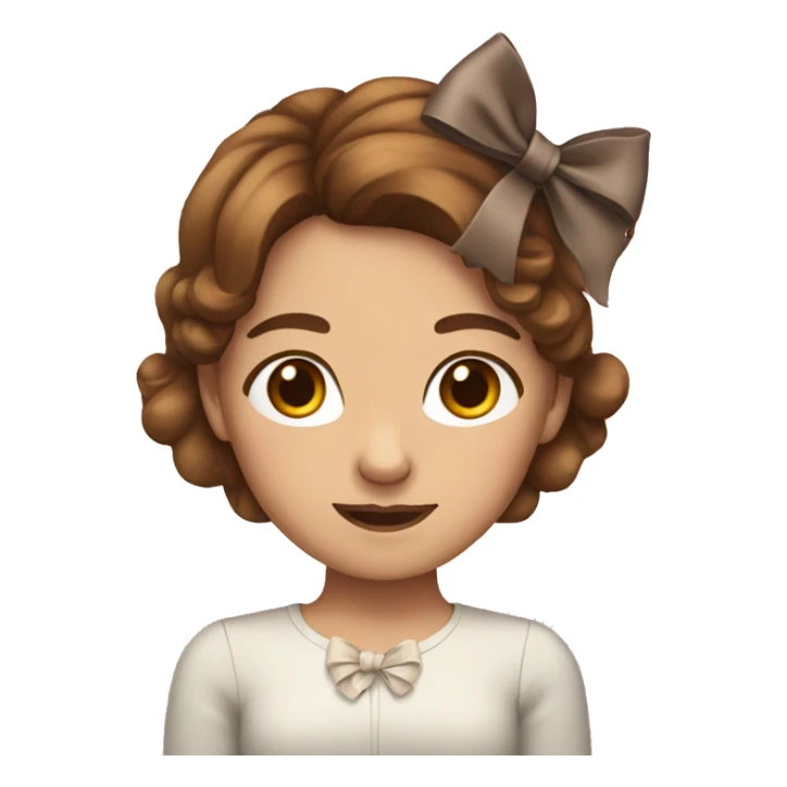 A girl with brown hair and a bow sticker