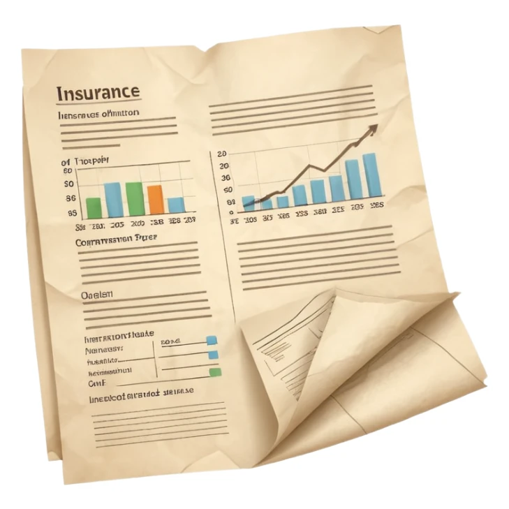 A beige colored piece of draft paper with finance/insurance-related simple graphics written on it sticker