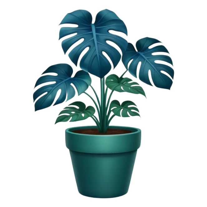 Blue Monstera flower in a deep green -colored pot  sticker