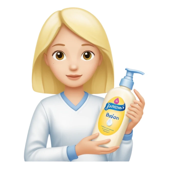 Girl holding johnson baby body lotion sticker