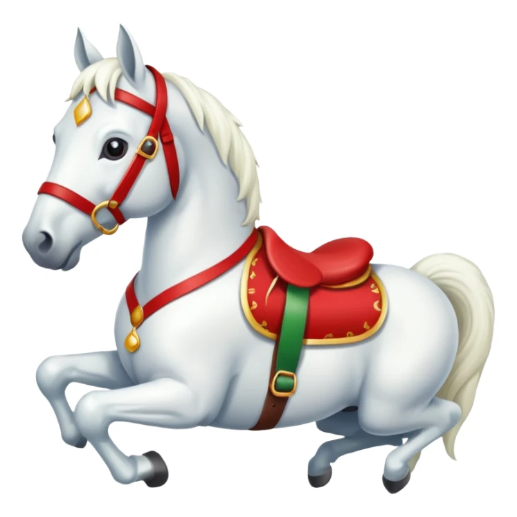 christmas new year's white horse with a red saddle sticker