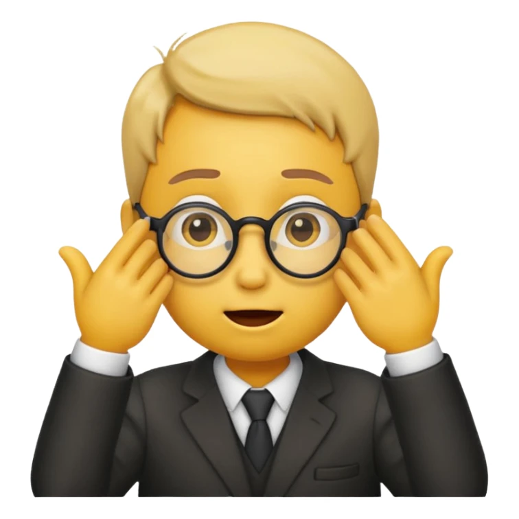Yellow round emoji Surprise look pulling glasses down from face with hand  sticker