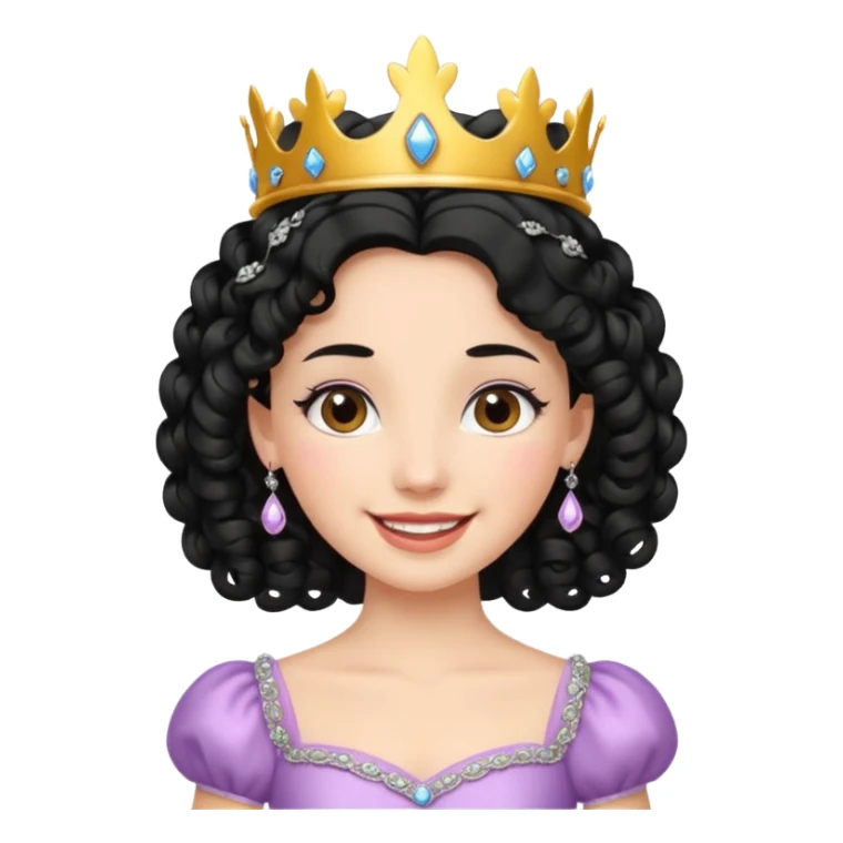 Princesa banca con el pelo rizado y el pelo negro  sticker