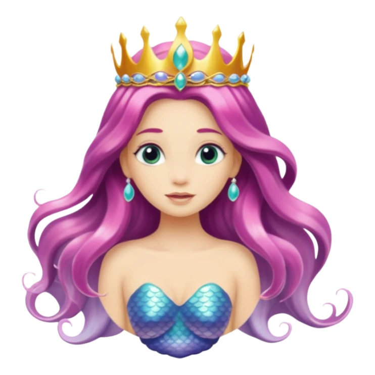 Mermaid with Shell Crown – Long flowing hair, shell tiar sticker