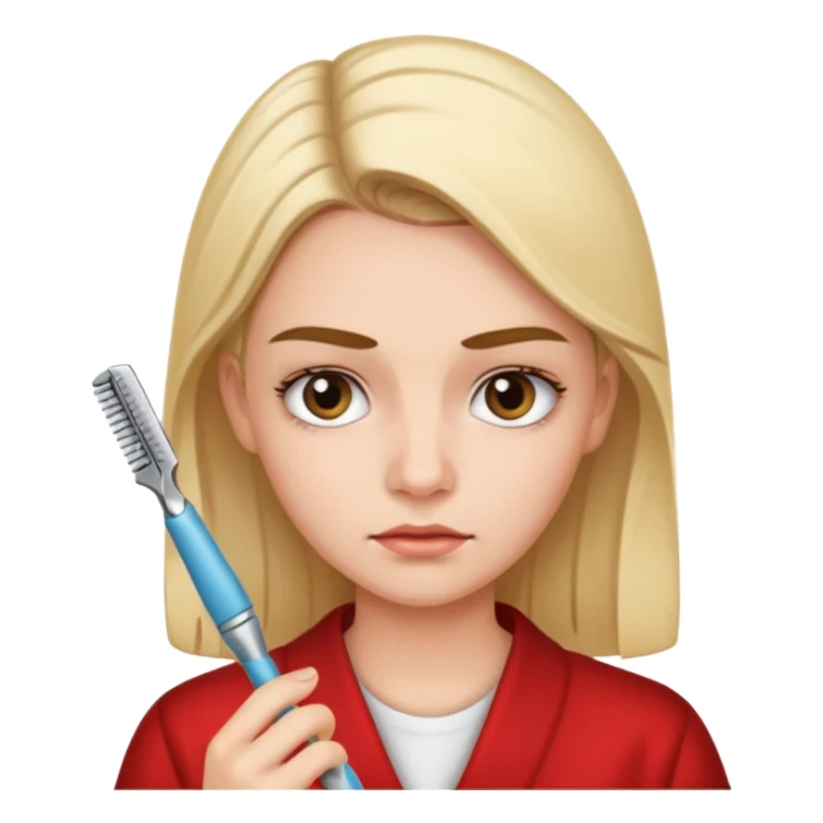 girl holdinng eyebrow razor sticker