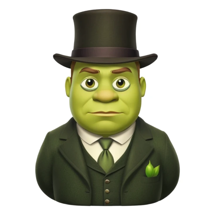 Shrek wearing a monocle and mafia hat sticker