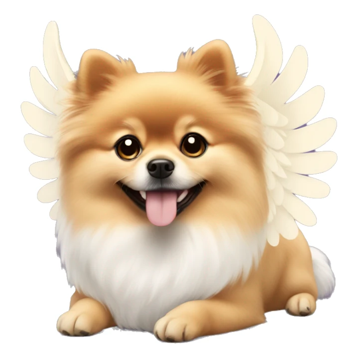 Pomeranian with angel wings and smiling  sticker